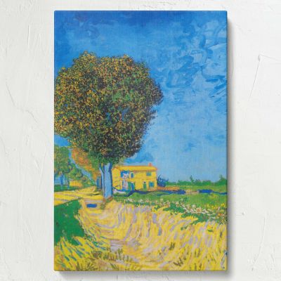 A Lane Near Arles - Blue Sky and Golden Fields Landscape By Vincent van Gogh 