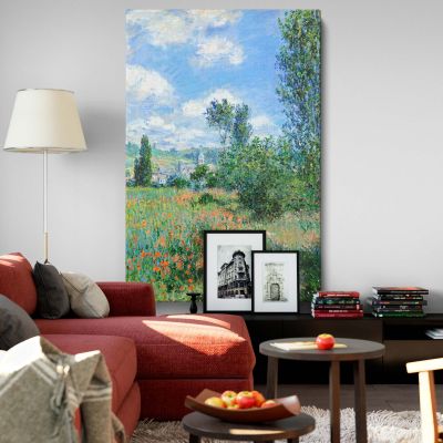 View of VŽtheuil - Wildflowers and Trees Landscape Print By Claude Monet 