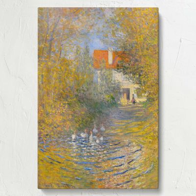 The Geese - Autumn Trees with Ducks Landscape Art By Claude Monet 