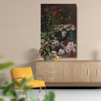 Spring Flowers - Roses and Hydrangeas Floral Print By Claude Monet 