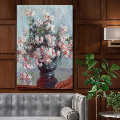 Chrysanthemums - Vintage Style Bouquet Still Life Print By Claude Monet 