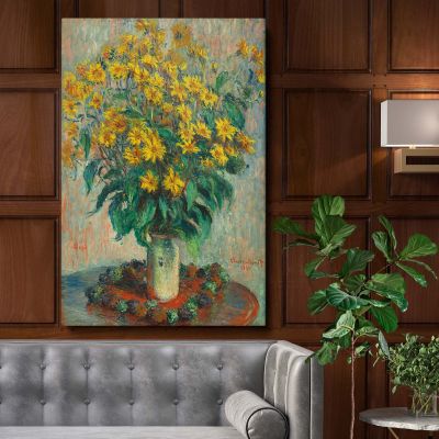 Jerusalem Artichoke Flowers - Elegant Yellow Botanical Painting By Claude Monet 