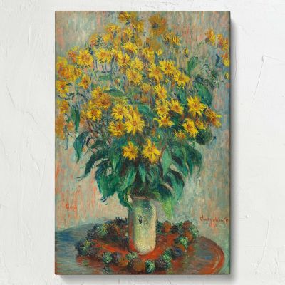 Jerusalem Artichoke Flowers - Elegant Yellow Botanical Painting By Claude Monet 