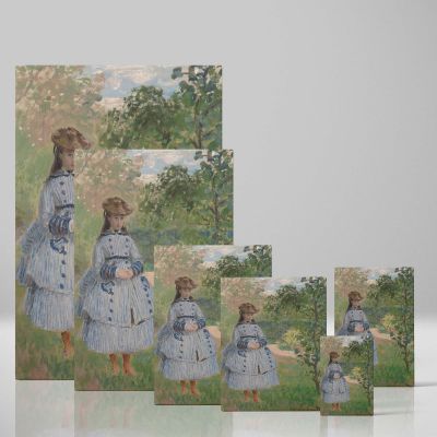 Girl with Dog - Elegant Impressionist Portrait By Claude Monet 