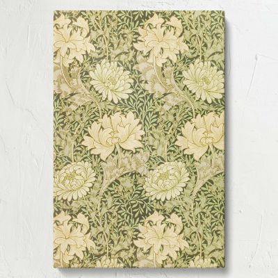 Chrysanthemum - Beige and Green Floral Victorian Pattern By William Morris 