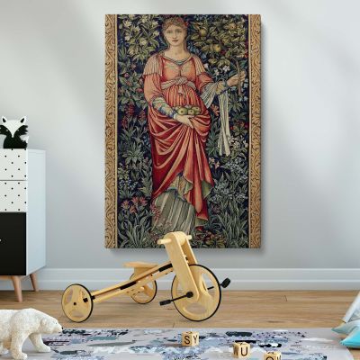 Pomona - Fruit Goddess in Red Gown By Edward Burne-Jones & John Henry Dearle 