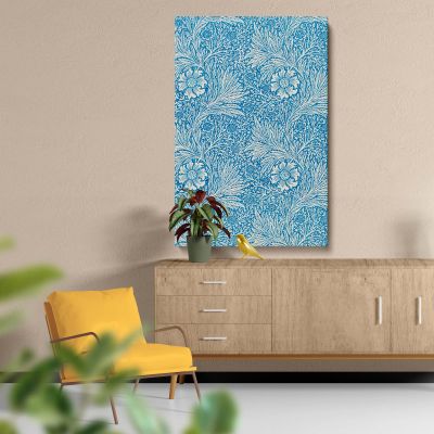 Marigold - Blue and White Botanical Wall Art By William Morris 