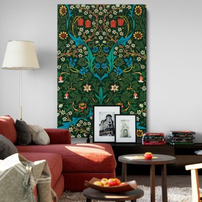 Tulip - Green, Red and Blue Floral Design By William Morris 
