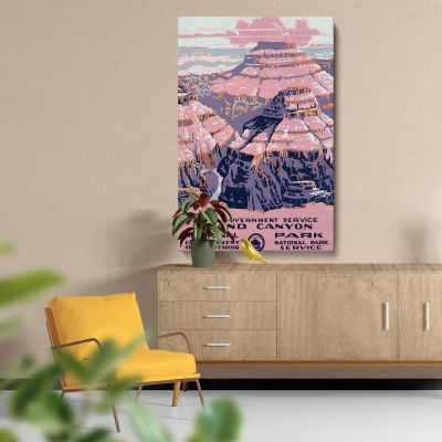 Grand Canyon National Park - 1938 Poster with Pink Cliffs By Chester Don Powell 