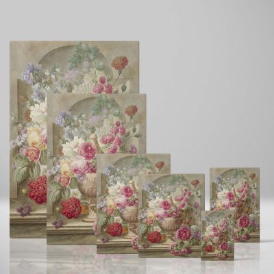 Vase with Flowers - Romantic Dutch Still Life By Pieter van Loo 