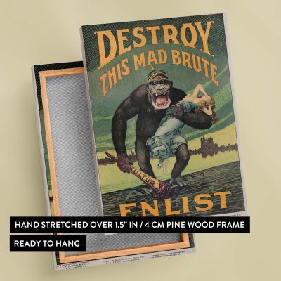 Destroy This Mad Brute - WWI Propaganda Poster with Gorilla By Harry Ryle Hopps 