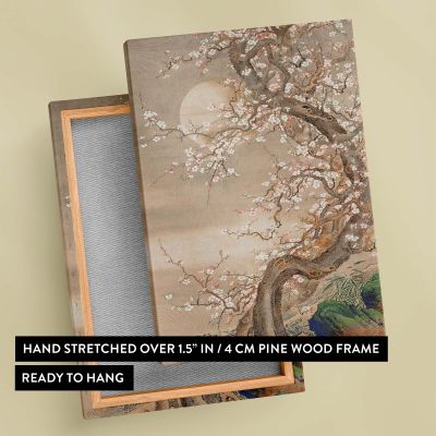 Plum Blossoms in Moonlight - Japanese Silk Painting By S_ Shizan 