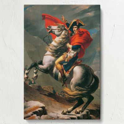 Napoleon Crossing the Alps - Heroic Equestrian Painting By Jacques-Louis David 