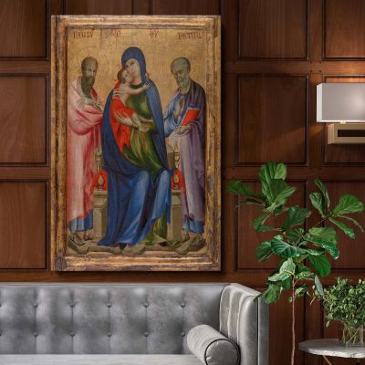 Virgin and Child with Saints - Sacred Medieval Painting
