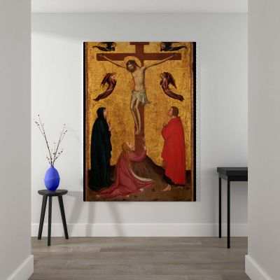 The Crucifixion - Angels, Mary & Saints Devotional Scene By Stefano da Verona 