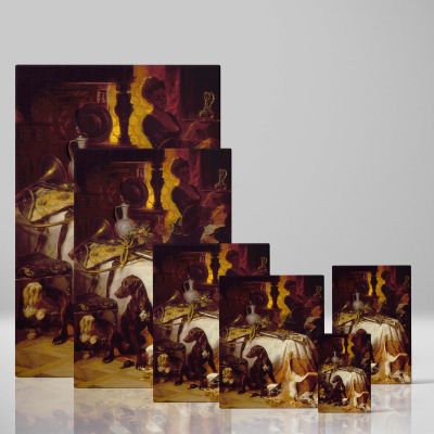 After the Hunt - Dramatic Still Life with Game and Dogs By David Neal 