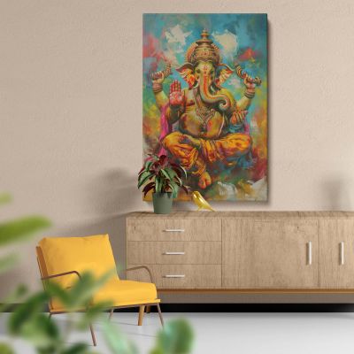 Ganesha Painting - Bold Divine Symbolism in Rich Colors