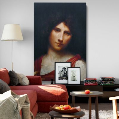 Youth Holding an Arrow - Serene Red-Clad Young Man By Giorgione 