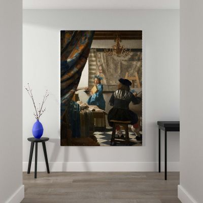 The Allegory of Painting - Dutch Masterpiece in Studio By Johannes Vermeer 