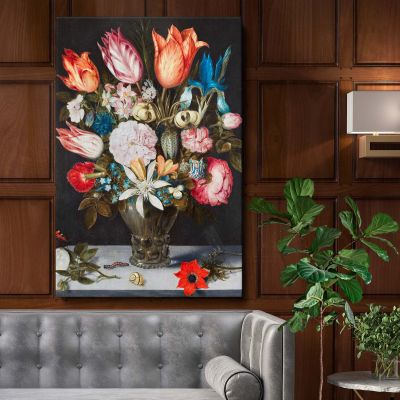 Flowers in a Glass - Dutch Floral Still Life By Ambrosius Bosschaert 