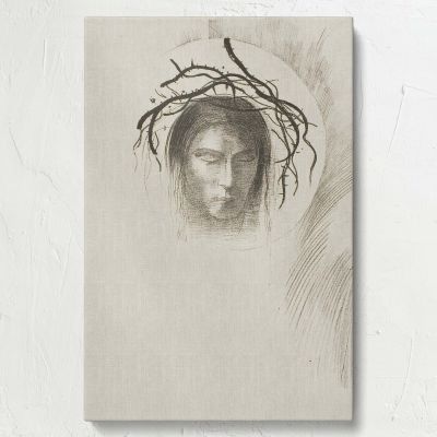 Face of Jesus Christ - Mystical Crown of Thorns Print By Odilon Redon 