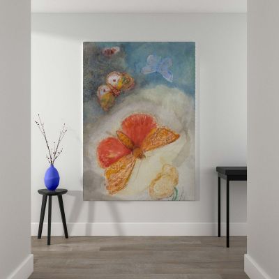 Papillons et Fleur - Dreamy Butterfly and Floral Scene By Odilon Redon 