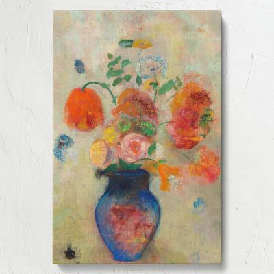 Large Vase with Flowers - Pastel Floral Still Life By Odilon Redon 