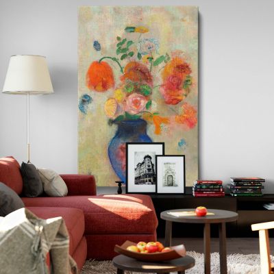 Large Vase with Flowers - Pastel Floral Still Life By Odilon Redon 