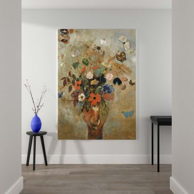 Still Life with Flowers - Bouquet with Butterflies By Odilon Redon 