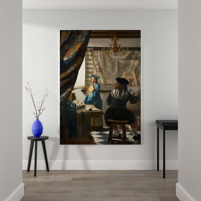 The Allegory of Painting - Dutch Artist and Muse Scene By Johannes Vermeer 