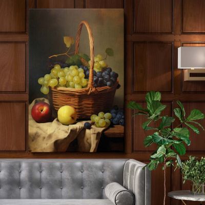 Basket of Grapes and Apples - Classic Fruit Still Life