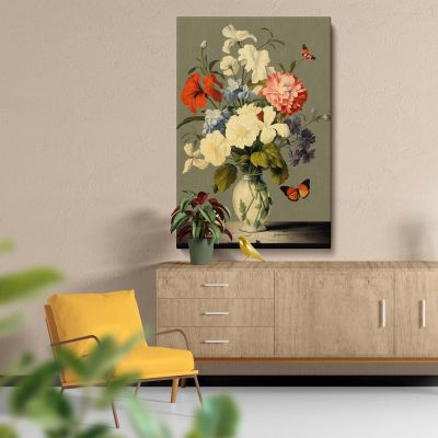 Fluttering Butterflies and Flowers - Elegant Vintage Still Life