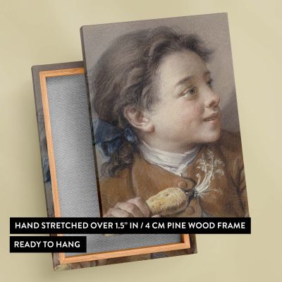 Boy with a Carrot - Blue Ribboned 18th Century Portrait By Franois Boucher 