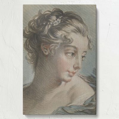 Buste van een jonge vrouw - French Pastel Lady Portrait By Louis Marin Bonnet 