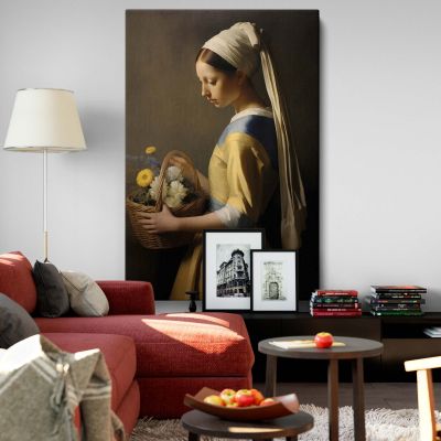 Woman with Flower Basket - Classical Dutch Golden Age Style