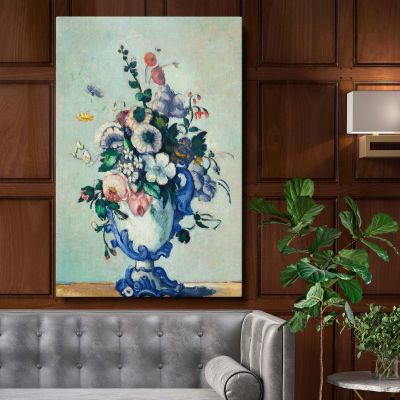 Rococo Vase - Vibrant Still Life Flowers in Blue Vase By Paul CŽzanne 