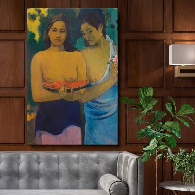 Two Tahitian Women - Vibrant Polynesian Scene By Paul Gauguin 