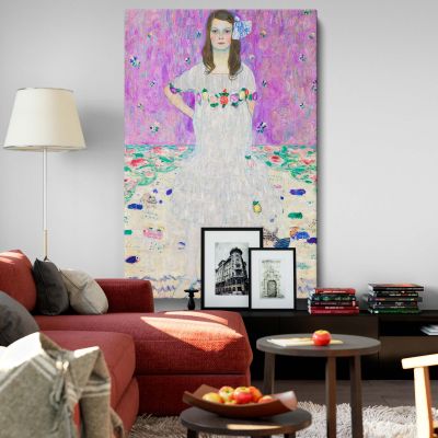 MŠda Primavesi - Girl in Floral White Dress By Gustav Klimt 