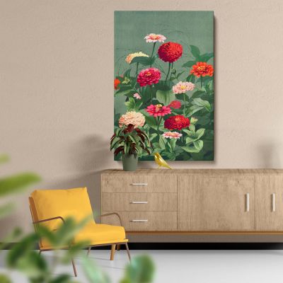 Flowers - Colorful Vintage Zinnia Blooms By L. Prang & Co. 