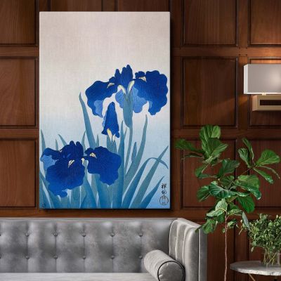 Iris Flowers - Japanese Blue Iris Woodblock Print By Ohara Koson 