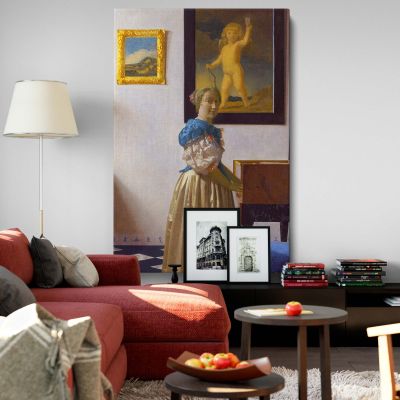 Lady Standing at a Virginal - Classical Dutch Elegance By Johannes Vermeer 