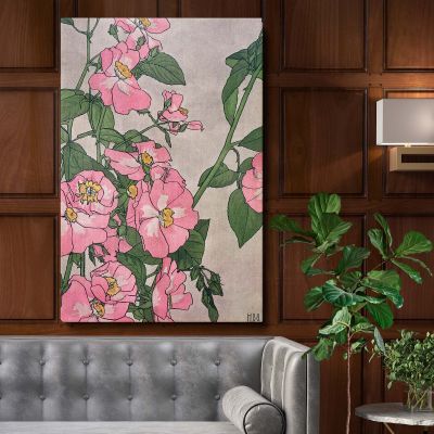 Prairie Rose - Pink Wild Roses with Green Leaves By Hannah Borger Overbeck 