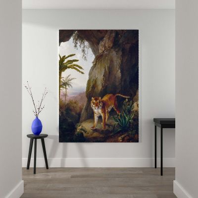Tiger in a Cave - Wild Big Cat in Tropical Setting By Jacques-Laurent Agasse 