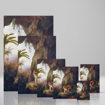 Tiger in a Cave - Wild Big Cat in Tropical Setting By Jacques-Laurent Agasse 