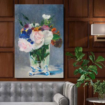 Flowers in a Crystal Vase - Soft Roses & Colorful Blooms By 