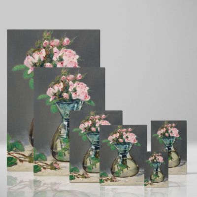 Moss Roses in a Vase - Soft Pink Floral Still Life By 