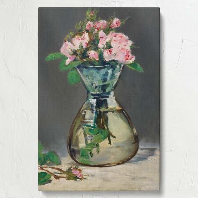 Moss Roses in a Vase - Soft Pink Floral Still Life By 