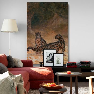Clouded Leopards - Two Spotted Big Cats in Alert Pose By Jacques-Laurent Agasse 