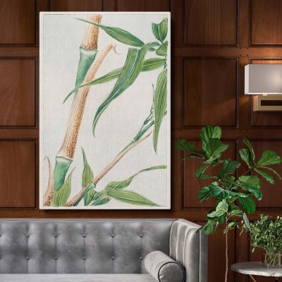 Japanese Bamboo - Minimalist Botanical with Green Leaves By Megata Morikaga 