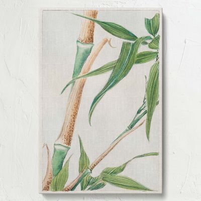 Japanese Bamboo - Minimalist Botanical with Green Leaves By Megata Morikaga 